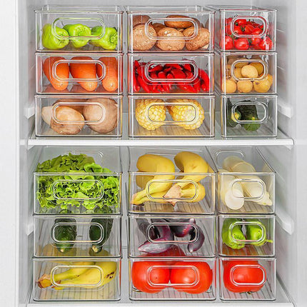 6pcs Transparent Fridge Organizer Storage Box for Kitchen and Food Organization.