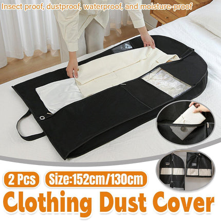 2pcs Hanging Closet Garment Dust Cover Storage Bag Clothes Protector Organizer - 150CM.