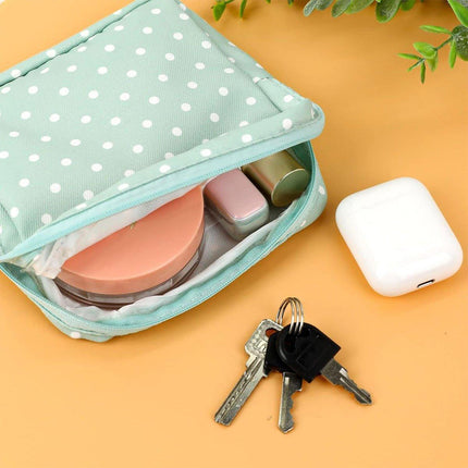 3PCS Cotton Sanitary Napkin Storage Bag Pink Leaves Cactus Dots Portable Pouch.