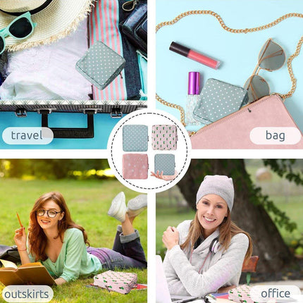 3PCS Cotton Sanitary Napkin Storage Bag Pink Leaves Cactus Dots Portable Pouch.