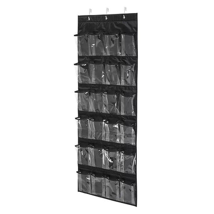 24 Pocket Shoe Organiser Bag Over Door Holder Hanging Shelf Storage Rack Hooks - White.