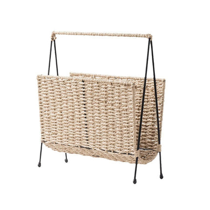 Natural Handwoven Magazine Rack Tabletop Bookshelf Newspaper Storage Basket.
