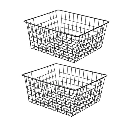 2pcs Wire Storage Basket Durable Metal Kitchen Cabinet Pantry Office Organiser.