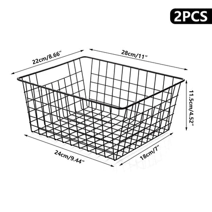 2pcs Wire Storage Basket Durable Metal Kitchen Cabinet Pantry Office Organiser.