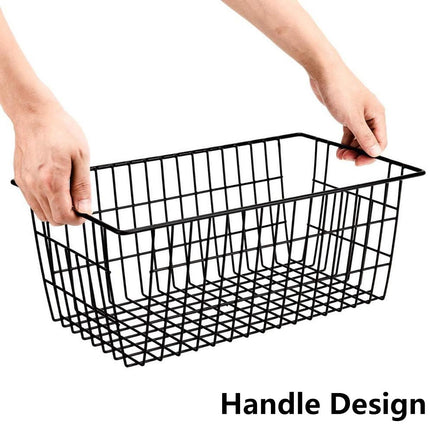 2pcs Wire Storage Basket Durable Metal Kitchen Cabinet Pantry Office Organiser.