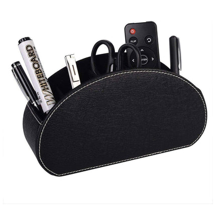 PU Leather Desktop Organiser Remote Control Office Cosmetic Storage Box Holder.