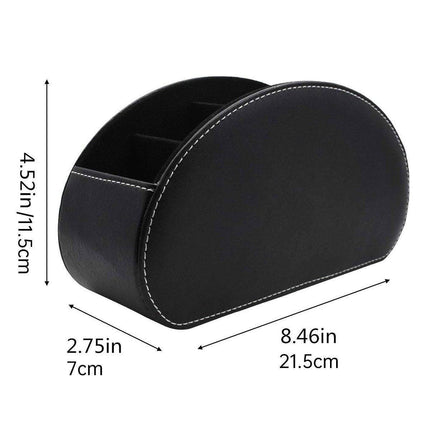 PU Leather Desktop Organiser Remote Control Office Cosmetic Storage Box Holder.