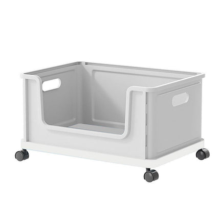 Under Desk Book Storage Box with Wheels Movable Classroom Student Organiser Rack - Blue.