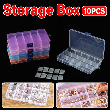 10pcs 15Compartments Plastic Box Case Bead Storage Organizer Jewelry Craft Box.