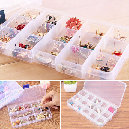 10pcs 15Compartments Plastic Box Case Bead Storage Organizer Jewelry Craft Box.