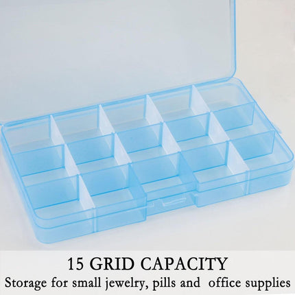 10pcs 15Compartments Plastic Box Case Bead Storage Organizer Jewelry Craft Box.