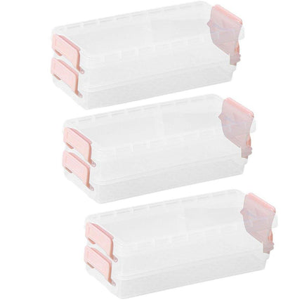 3PCS Clear Plastic Desktop Storage Box 2 Layer Holder DIY Stationery Pencil Case - Grey.