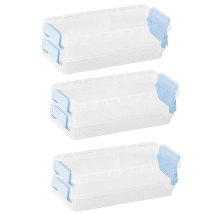3PCS Clear Plastic Desktop Storage Box 2 Layer Holder DIY Stationery Pencil Case - Grey.
