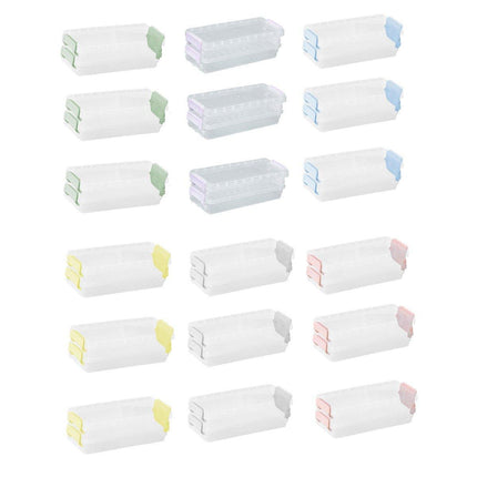3PCS Clear Plastic Desktop Storage Box 2 Layer Holder DIY Stationery Pencil Case - Yellow.
