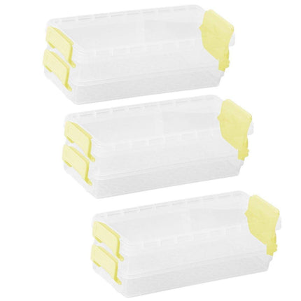 3PCS Clear Plastic Desktop Storage Box 2 Layer Holder DIY Stationery Pencil Case - Yellow.
