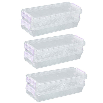 3PCS Clear Plastic Desktop Storage Box 2 Layer Holder DIY Stationery Pencil Case - Yellow.