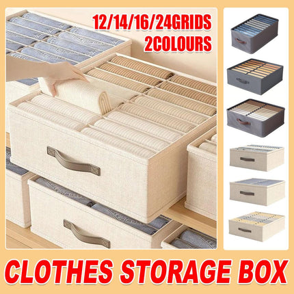 Closet Organizers Storage Bins Portable Washable Organizer for Clothing Socks - Beige-24 Grids.
