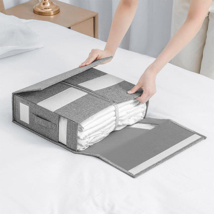 Fabric Storage Box Set Bedding Organizer Closet Blanket Quilt Storage Containers - Black.