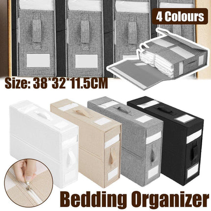 Fabric Storage Box Set Bedding Organizer Closet Blanket Quilt Storage Containers - Cream.