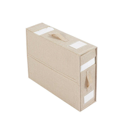 Fabric Storage Box Set Bedding Organizer Closet Blanket Quilt Storage Containers - Cream.