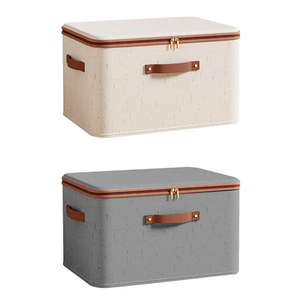 Clothing Storage Basket Large Capacity Foldable Organizer with Cover Household - Grey.