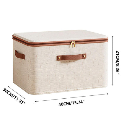 Clothing Storage Basket Large Capacity Foldable Organizer with Cover Household - Grey.