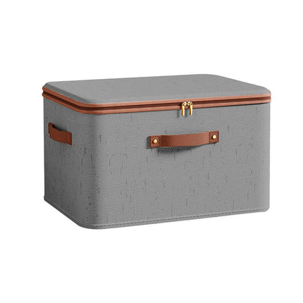 Clothing Storage Basket Large Capacity Foldable Organizer with Cover Household - Grey.