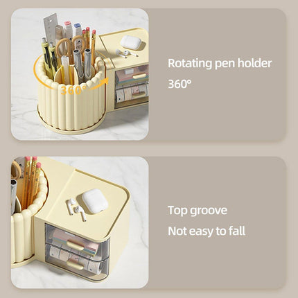 Rotating Cosmetic Pen Holder Dustproof Waterproof Storage Box Sanitary Organizer - White.