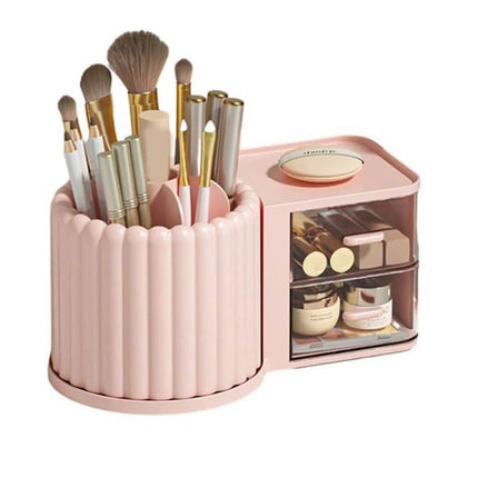Rotating Cosmetic Pen Holder Dustproof Waterproof Storage Box Sanitary Organizer - White.