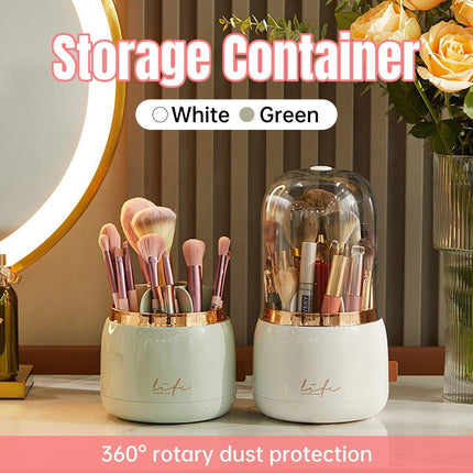 Luxury Cosmetic Brush Box Dustproof Makeup Storage Box for Lipstick Eyebrow Pen - White.