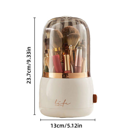 Luxury Cosmetic Brush Box Dustproof Makeup Storage Box for Lipstick Eyebrow Pen - White.
