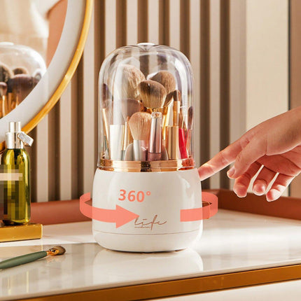 Luxury Cosmetic Brush Box Dustproof Makeup Storage Box for Lipstick Eyebrow Pen - White.