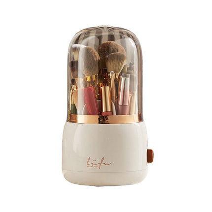 Luxury Cosmetic Brush Box Dustproof Makeup Storage Box for Lipstick Eyebrow Pen - White.