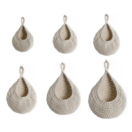 Cotton Rope Woven Storage Basket Wall Mount Fruit Vegetable Organizer Container - Max.