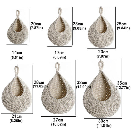 Cotton Rope Woven Storage Basket Wall Mount Fruit Vegetable Organizer Container - XL.