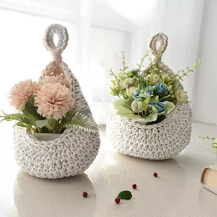 Cotton Rope Woven Storage Basket Wall Mount Fruit Vegetable Organizer Container - XL.