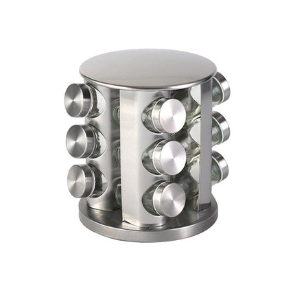 Stainless Steel Rotating Spice Rack Organizer Kitchen Seasoning Jar Holder Use.
