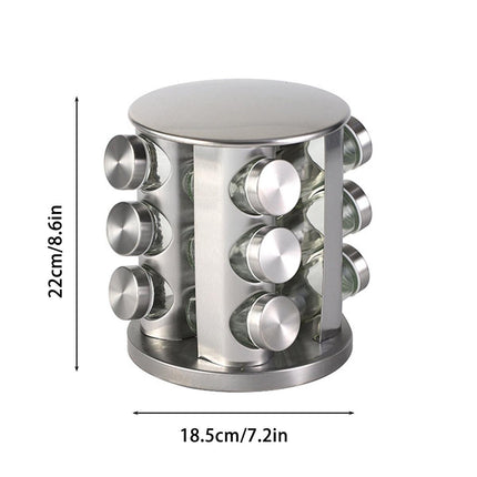 Stainless Steel Rotating Spice Rack Organizer Kitchen Seasoning Jar Holder Use.