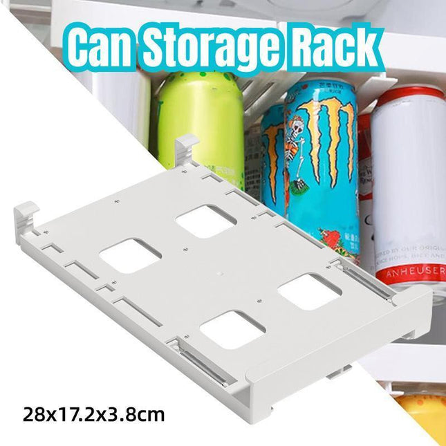 Refrigerator Hanging Drink Organizer Can Holder for Space Saving Kitchen Storage.