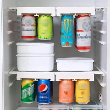 Refrigerator Hanging Drink Organizer Can Holder for Space Saving Kitchen Storage.