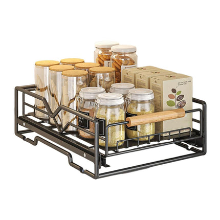 Pull Out Kitchen Storage Rack Basket Drawer Dish Organizer Slide Cabinet Shelf - White.