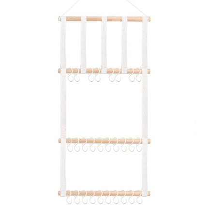 4 Tier Wooden Hair Clip Organizer Hanging Rack for Hair Clips and Ties Storage.