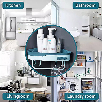 Bathroom Corner Shower Shelf Shampoo Soap Caddy Holder Rack Storage Organiser - White.