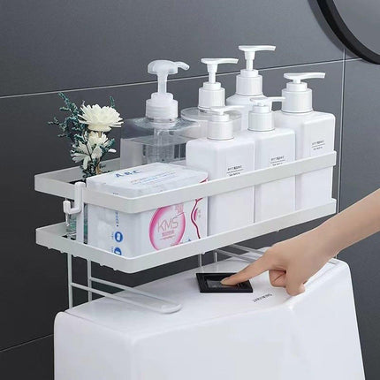 Storage Rack 1Tier Space Saver Over The Toilet Steel Bathroom Shelf Organizer - White.