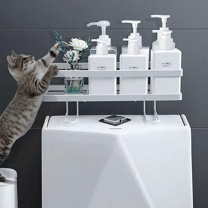 Storage Rack 1Tier Space Saver Over The Toilet Steel Bathroom Shelf Organizer - White.