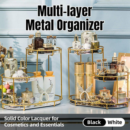 Round Multi-Tier Metal Storage Rack for Bathroom Vanity Kitchen Storage Rack - White.