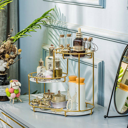 Round Multi-Tier Metal Storage Rack for Bathroom Vanity Kitchen Storage Rack - White.