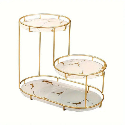 Round Multi-Tier Metal Storage Rack for Bathroom Vanity Kitchen Storage Rack - White.
