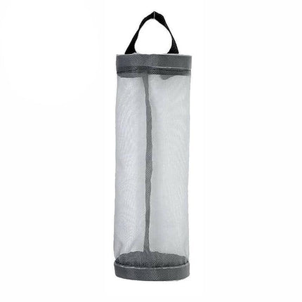 Hanging Mesh Bag Organizer Dispenser for Plastic or Trash Bags Storage Holder - Grey.