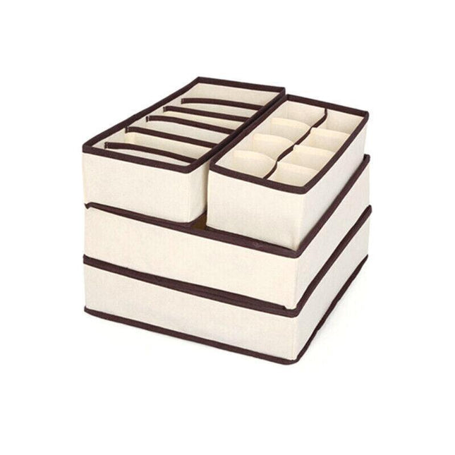 Drawer Organizer Set Foldable Storage Box Divider for Bra Underwear Closet 4pcs - Grey.
